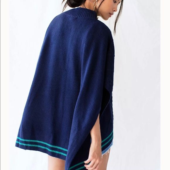 NWT Free People Harbour Stripe Cable Poncho - Picture 4 of 8